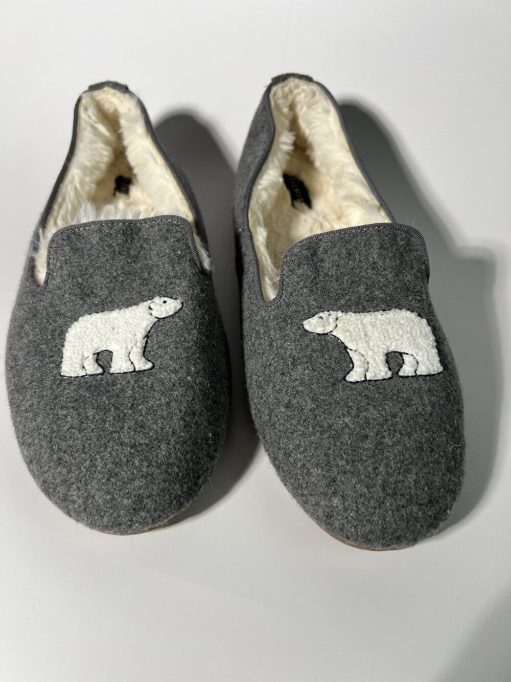 Talbots Fireside Polar Bear Slippers Gray Women’s Size 8M - Picture 2 of 14